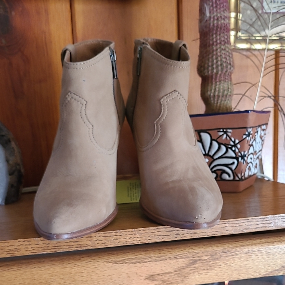 Frye Reina Suede Tan Ankle Boots